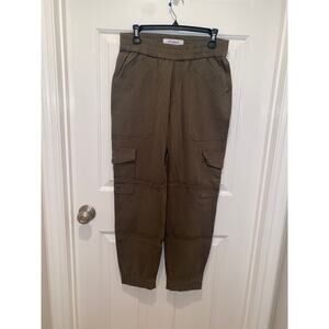 SPRWMN Cargo Pants Elastic Waist Zip Ankle Green Size Small (sample)